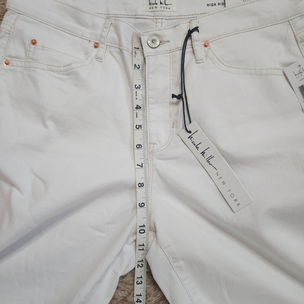 Nicole Miller Soho Slim Straight Jeans Womens 8 White High Rise Stretch Denim - Picture 6 of 12